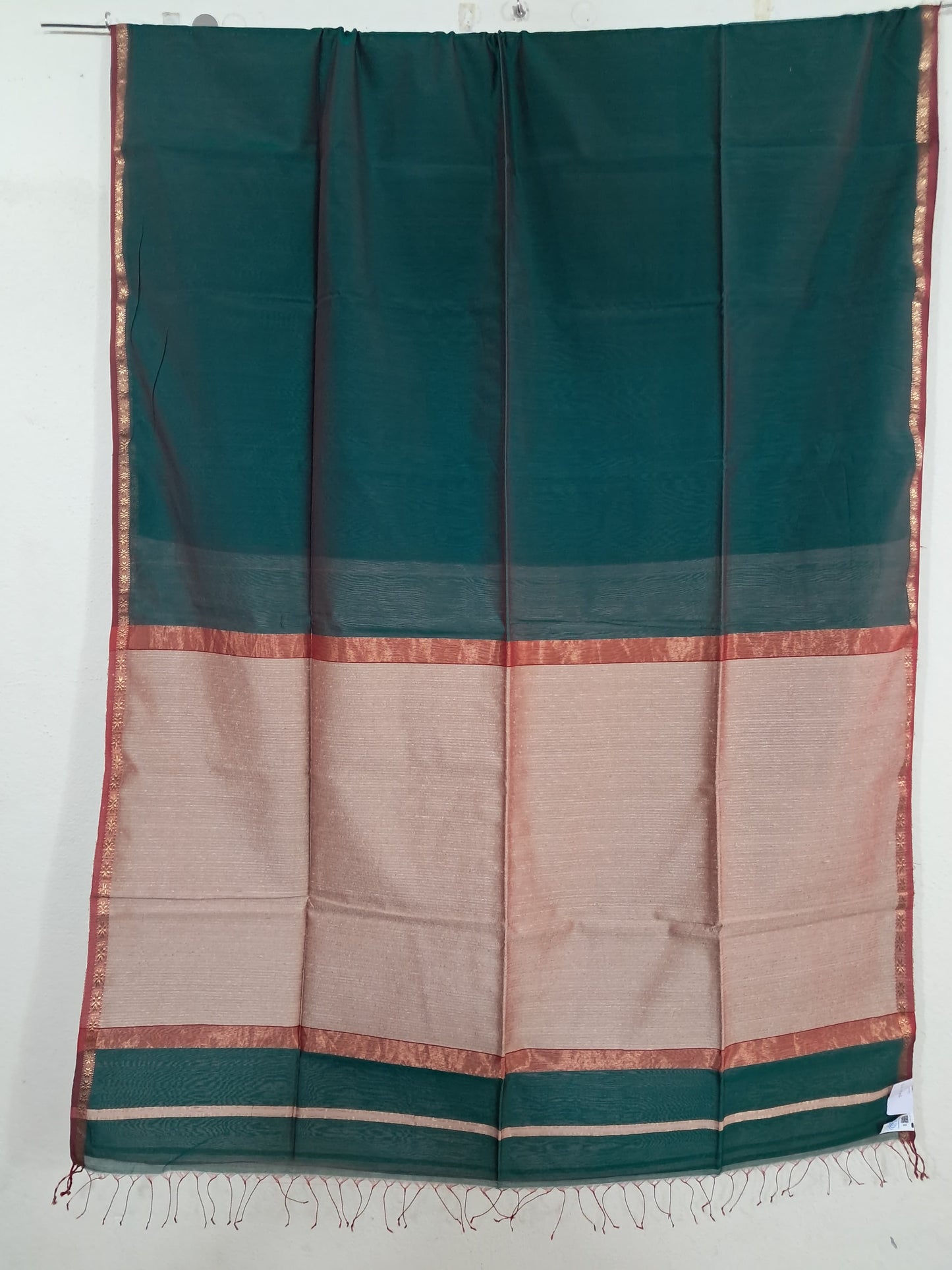 P01 - Green Maheshwari Cotton Silk Saree