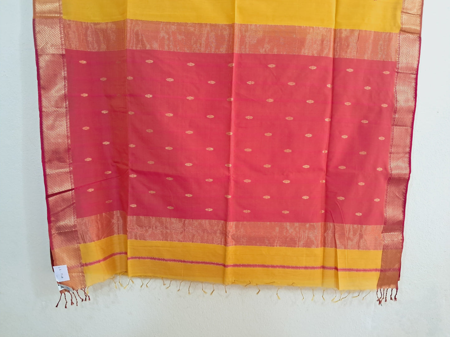P08 - Lemon Yellow Maheshwari Cotton Silk Saree