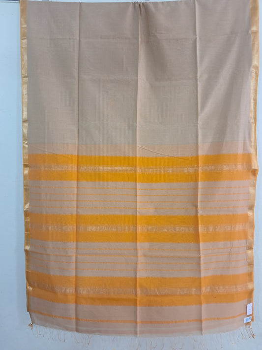 P22 - Beige Maheshwari Cotton Silk Saree