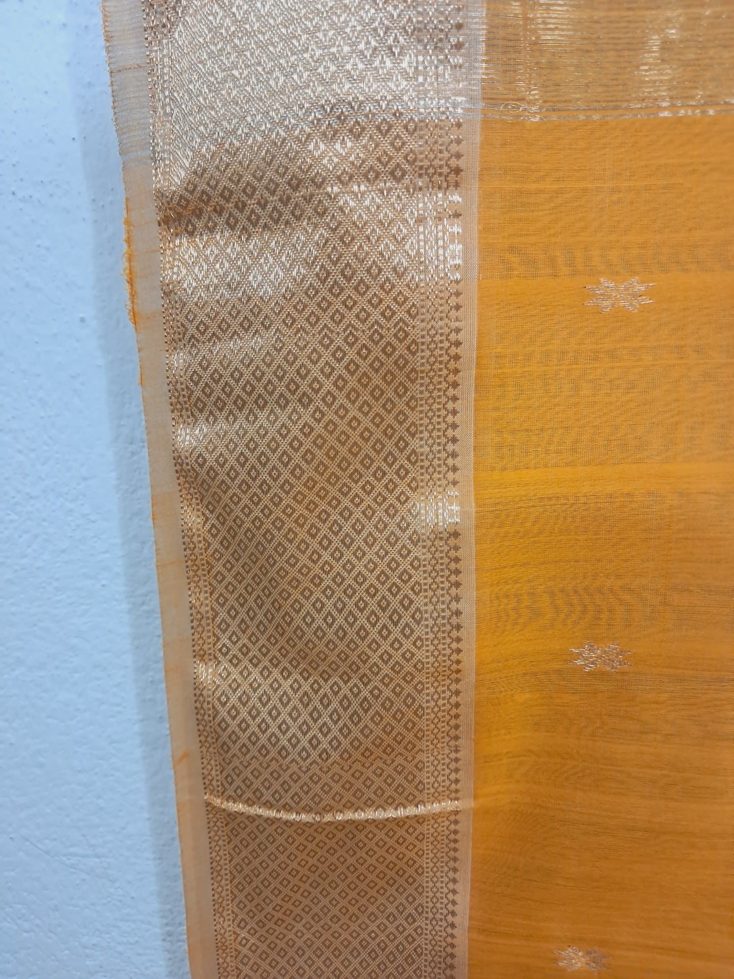 P37 - Parrot Green and Haldi Yellow Maheshwari Cotton Silk Saree