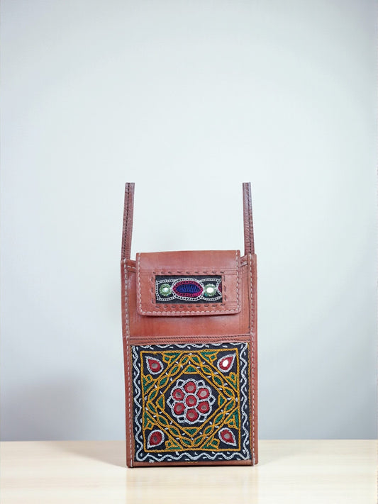 L5-P03: Ahir Embroidery Sling Leather Bag