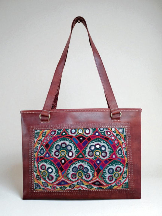 L5-P18: Embroidered Office Leather Bag