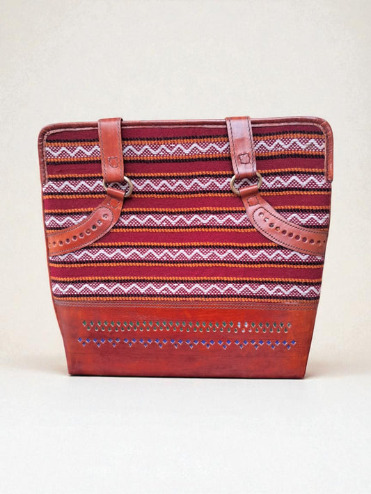 L5-P20: Hand Weaved Fabric and Leather Bag