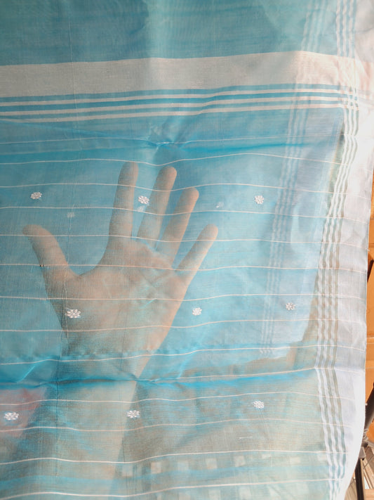 L6-P7: Sky Blue Cotton Silk Saree