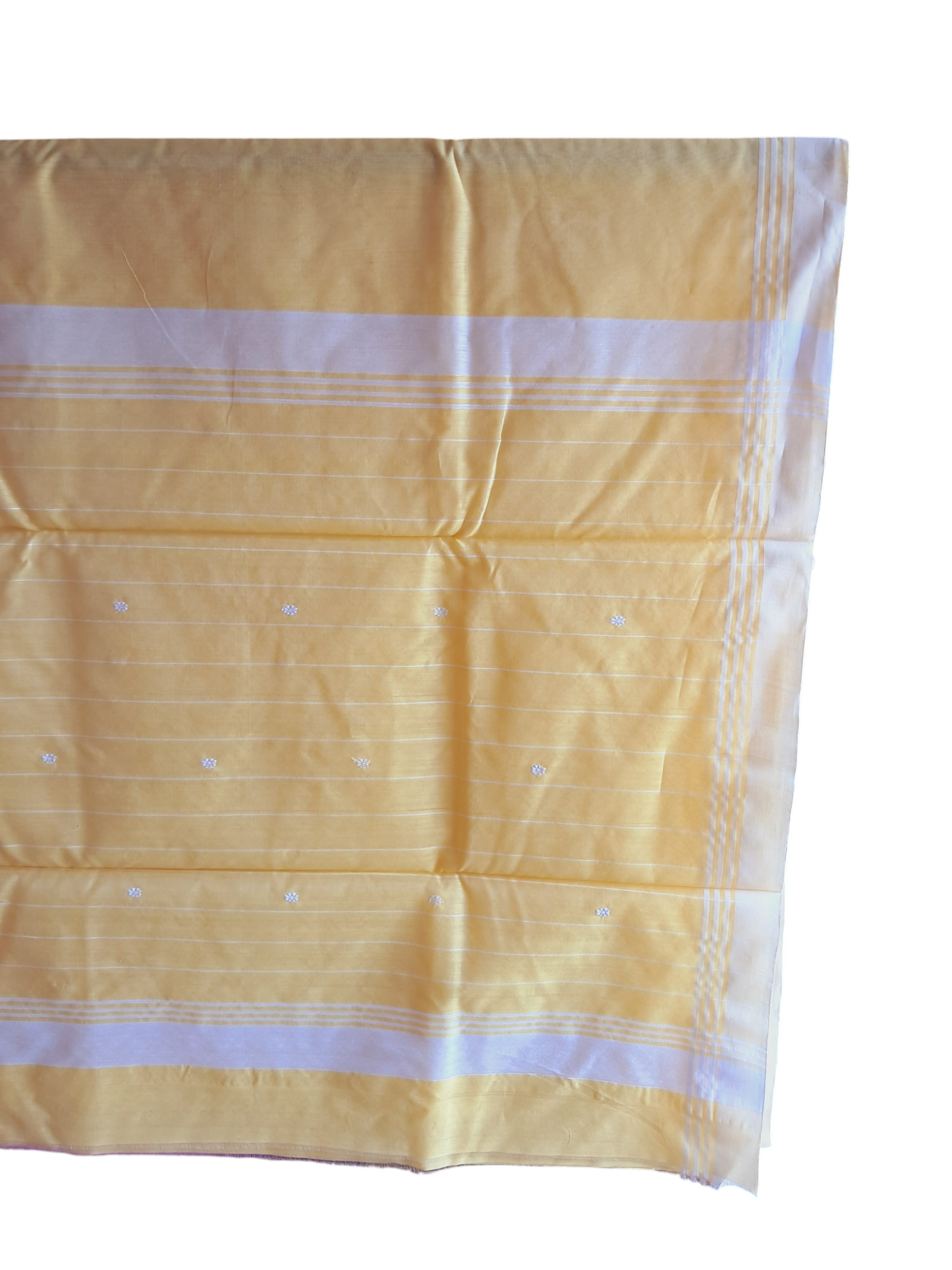 L6-P8: Lemon Yellow Cotton Silk Saree