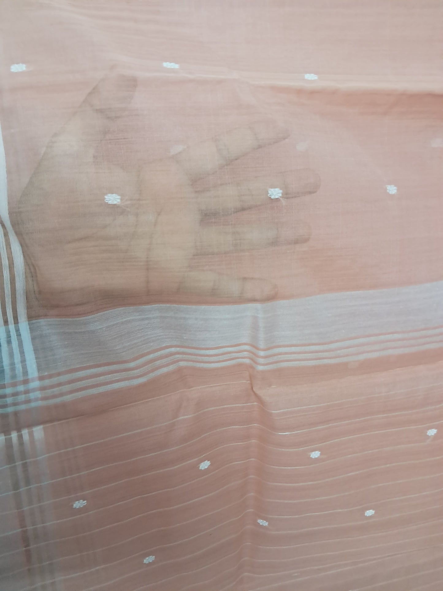 L6-P18: Pastel Peach Cotton Silk Saree