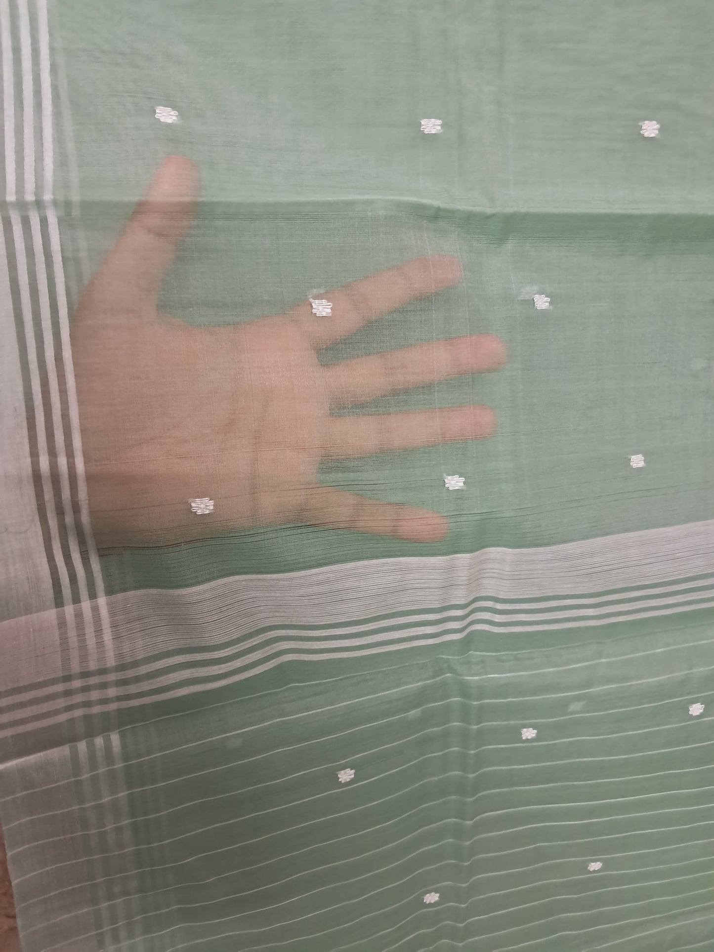 L6-P16: Aqua Green Cotton Silk Saree